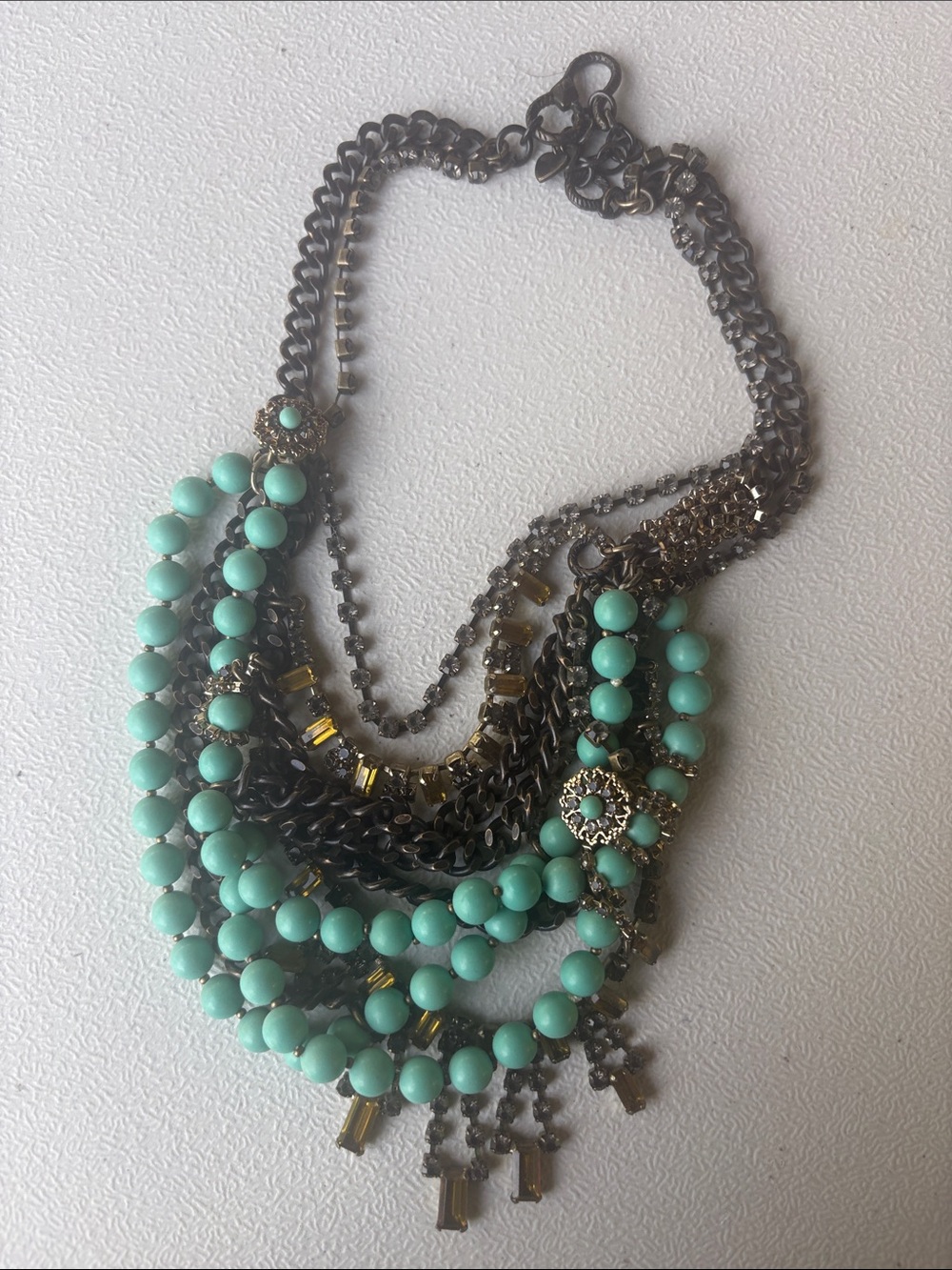 Turquoise Beaded Multi-Chain Statement Necklace